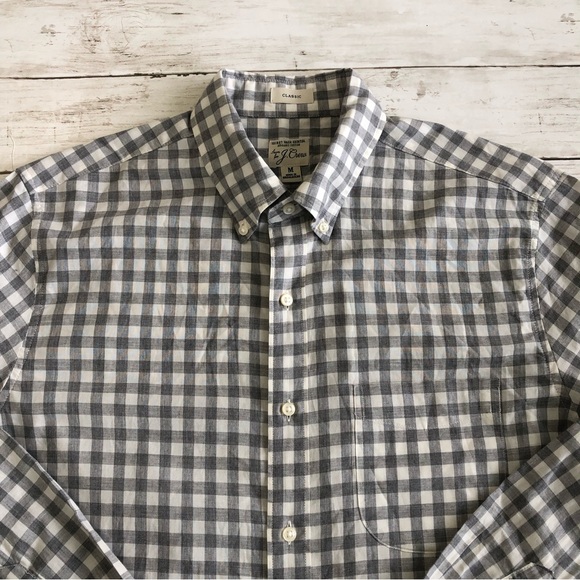 J.CREW Classic Men’s Grey/White Plaid Long Sleeve Casual Button Down Shirt Sz M - Picture 3 of 13